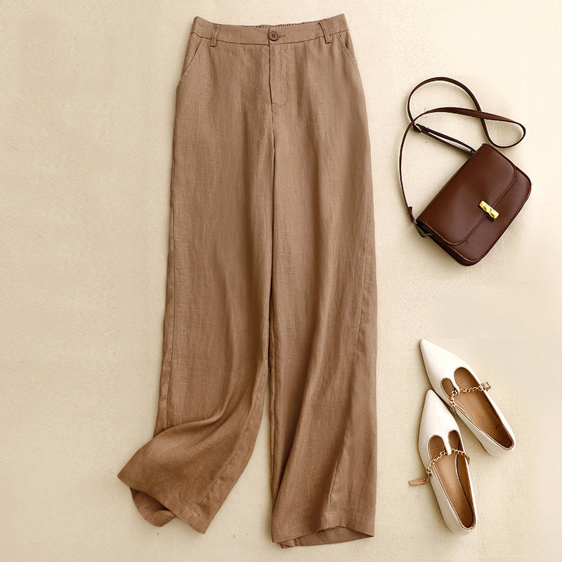 【Cotone e Lino】Pantaloni Monocromatici Casual