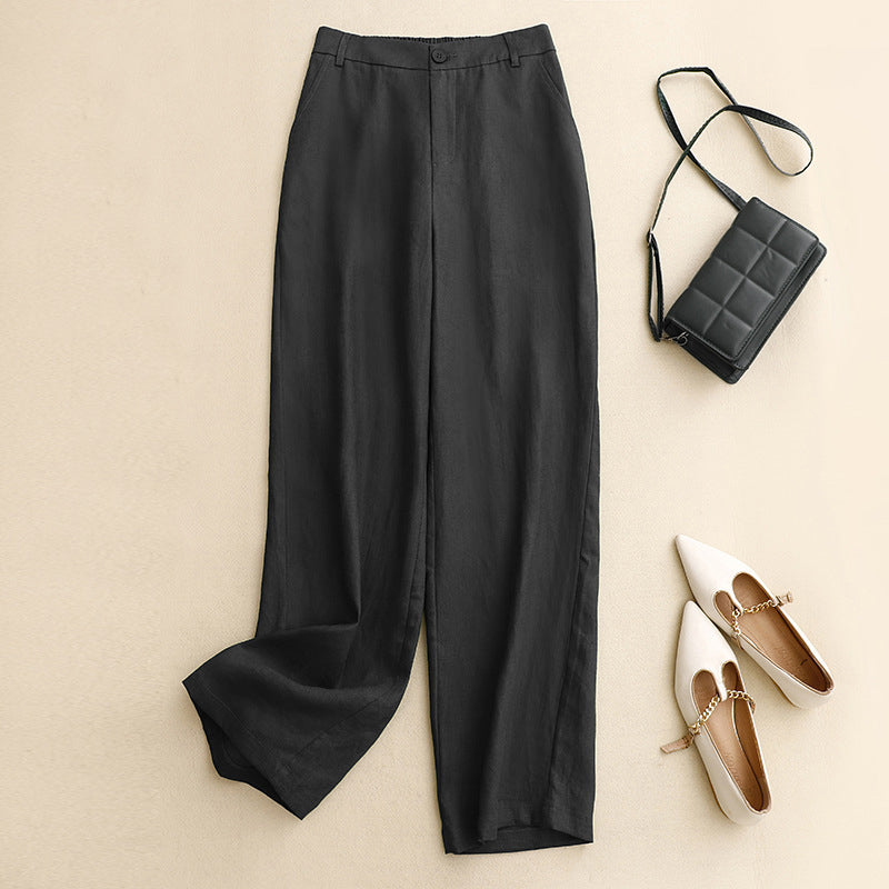 【Cotone e Lino】Pantaloni Monocromatici Casual
