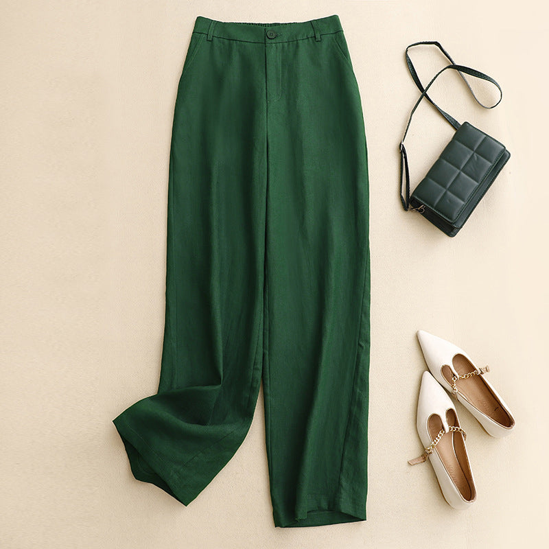 【Cotone e Lino】Pantaloni Monocromatici Casual