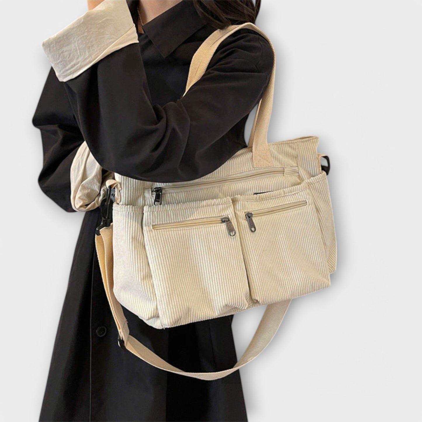 Borsa Aurellia - Materiale in corda leggero e resistente all'acqua, spaziosa con scomparto con zip, ideale per lavoro o viaggio