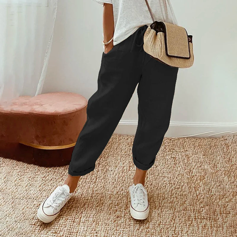 【Cotone e Lino】Pantaloni Comodi per il Tempo Libero
