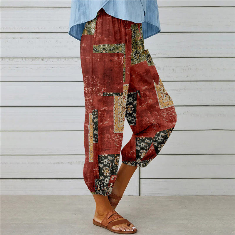 【Cotone e Lino】Pantaloni Stampati Vintage