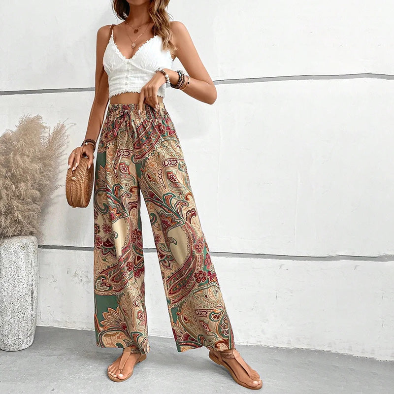 Pantaloni Casual con Stampa Etnica