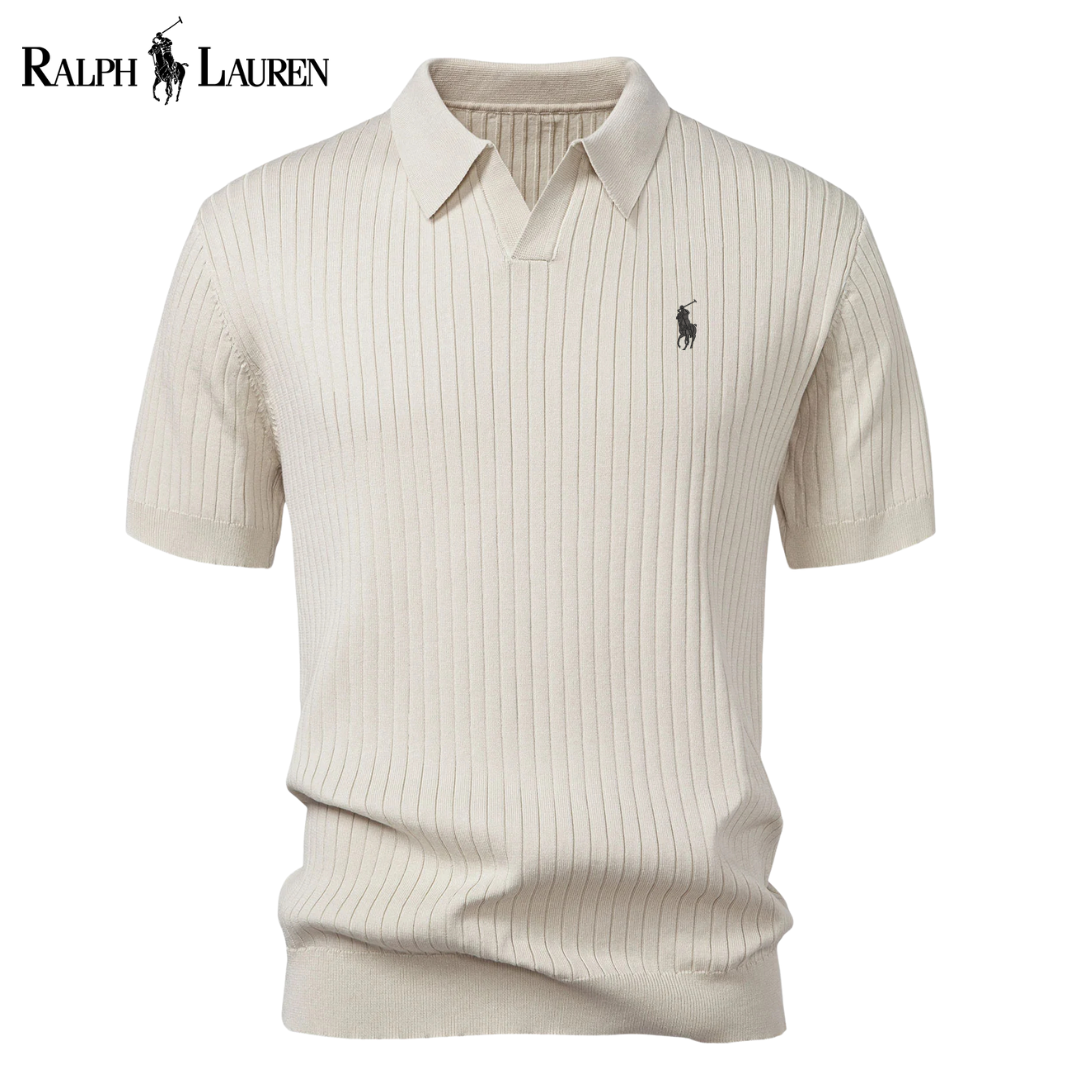 Polo Tricot RL™ con Collo a V e Strisce