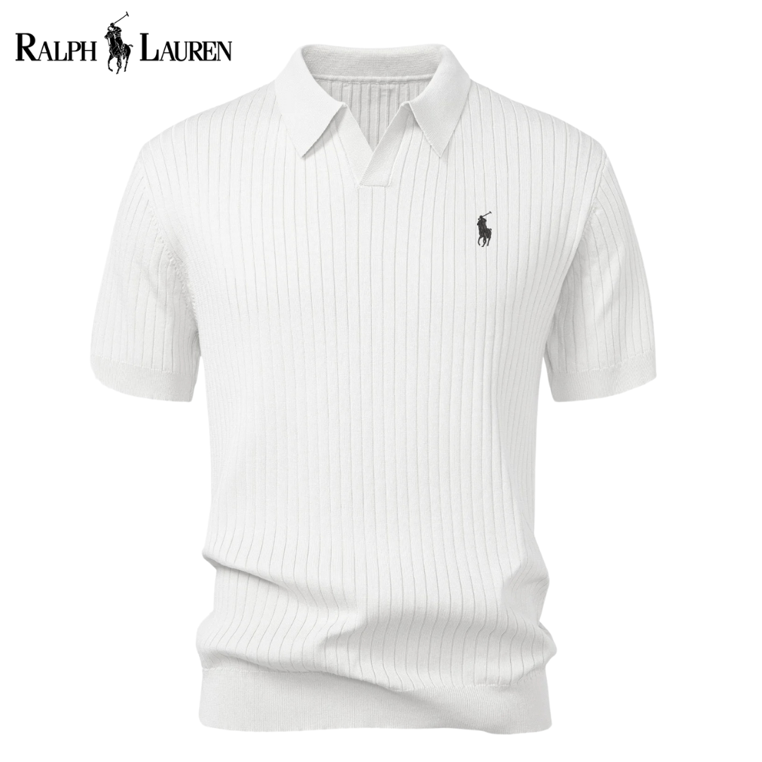 Polo Tricot RL™ con Collo a V e Strisce