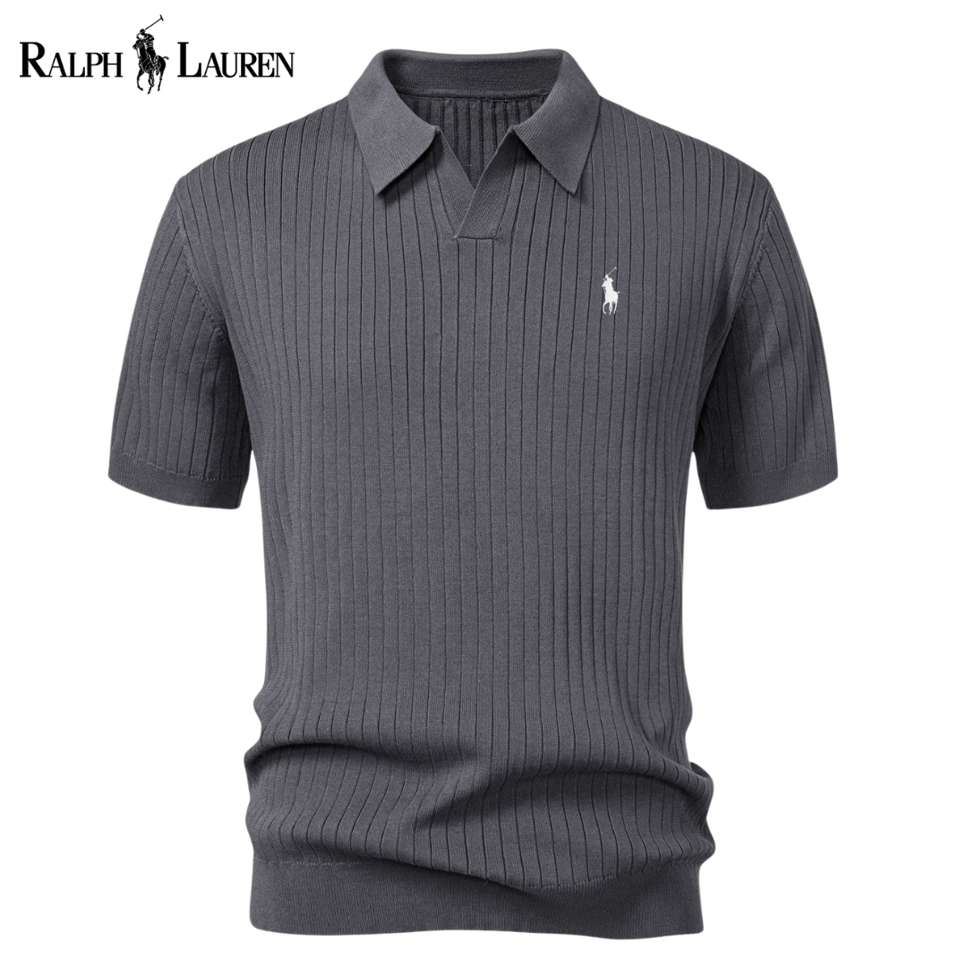 Polo Tricot RL™ con Collo a V e Strisce