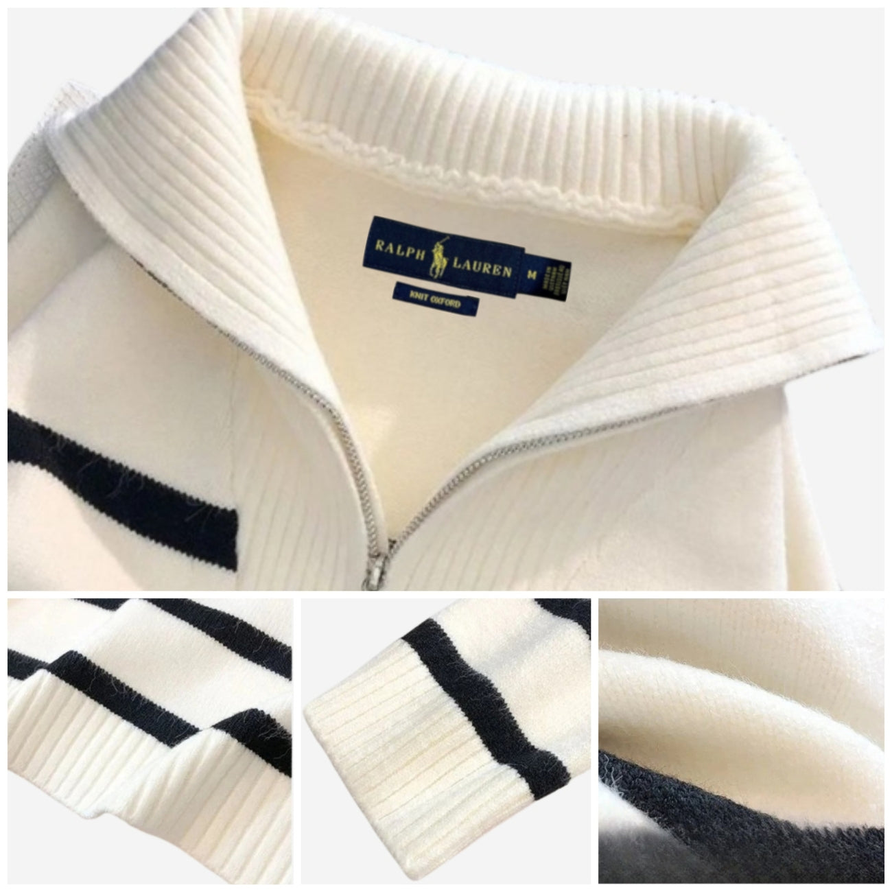 RL – Maglione a Righe con Zip