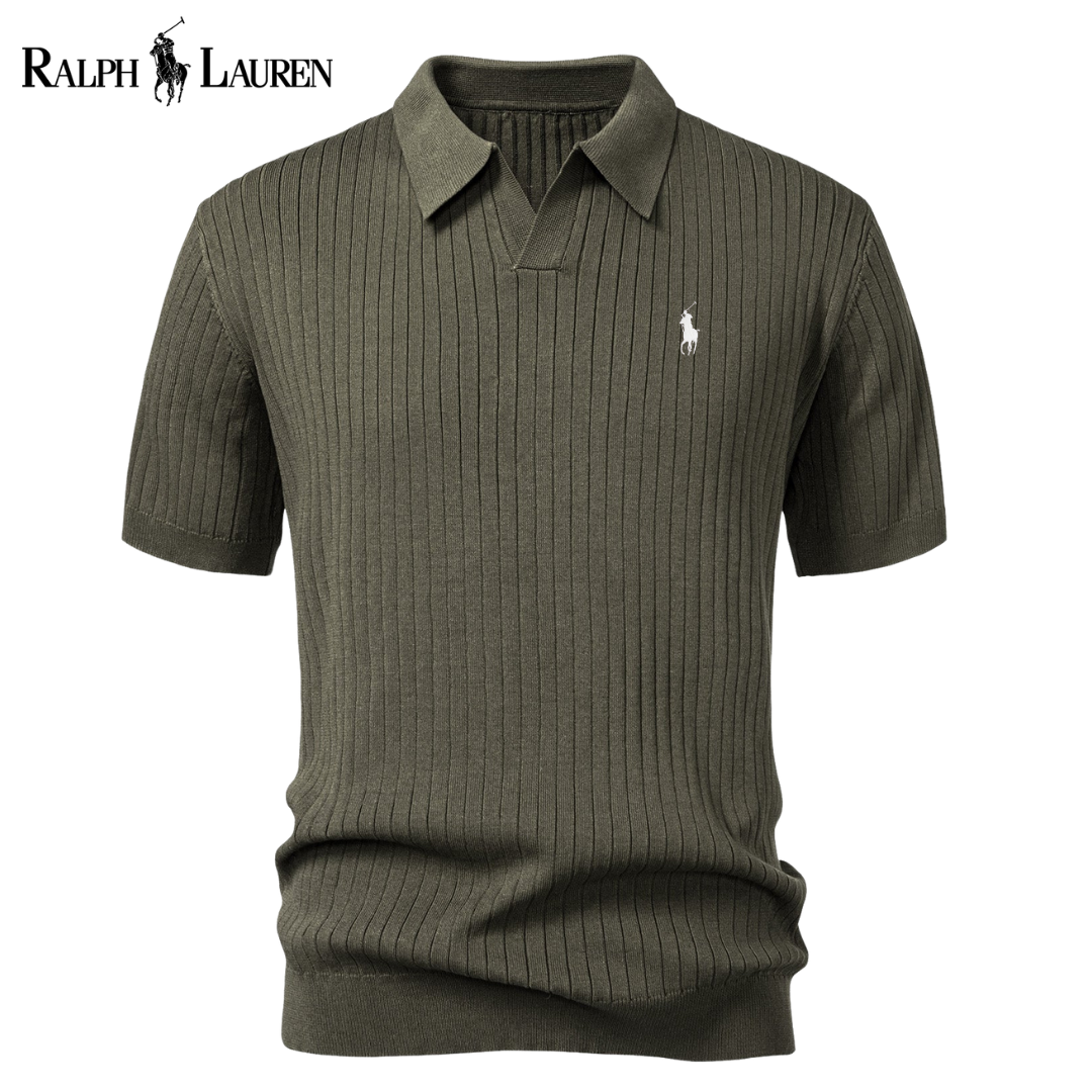 Polo Tricot RL™ con Collo a V e Strisce