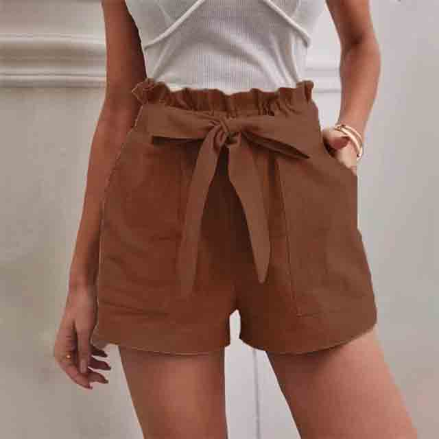 【Cotone e Lino】Pantaloni Corti Monocromatici Casual