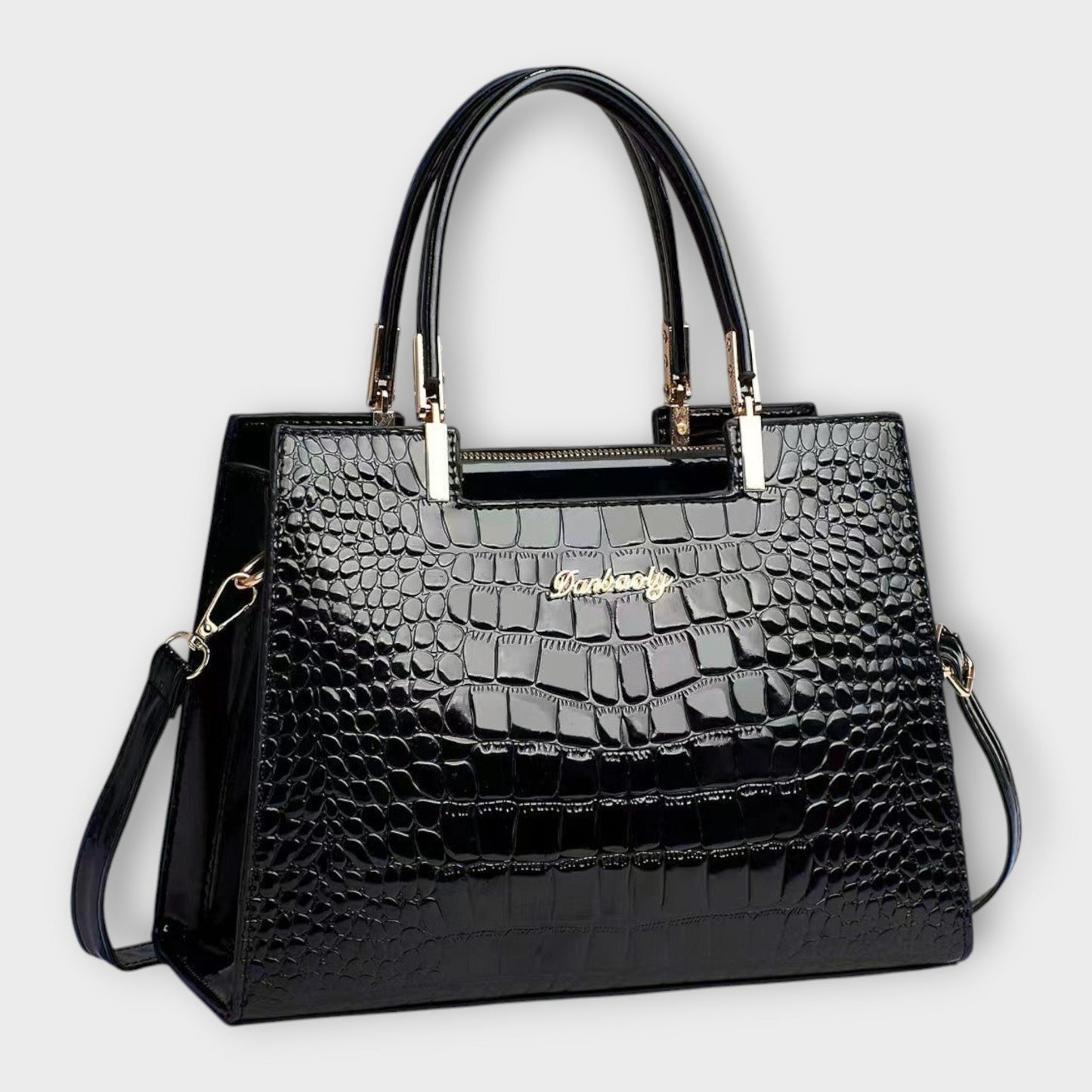 Aurellia - Borsa in PU Lucido con Motivo Coccodrillo, Design Elegante e Spazioso per Ogni Occasione