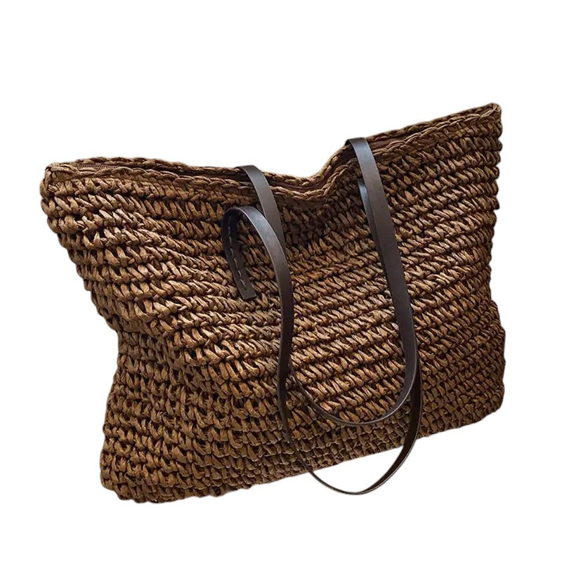 Borsa a Tracolla Woven Aurellia in Paglia con Cinghie Resistenti per Uso Quotidiano