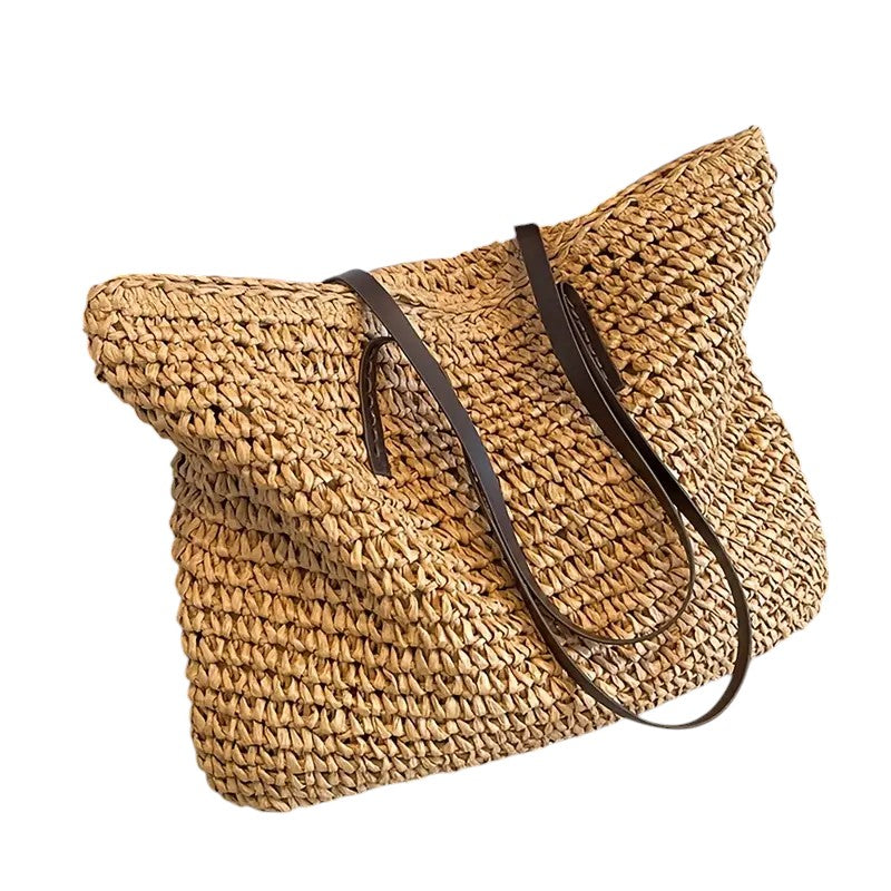 Borsa a Tracolla Woven Aurellia in Paglia con Cinghie Resistenti per Uso Quotidiano