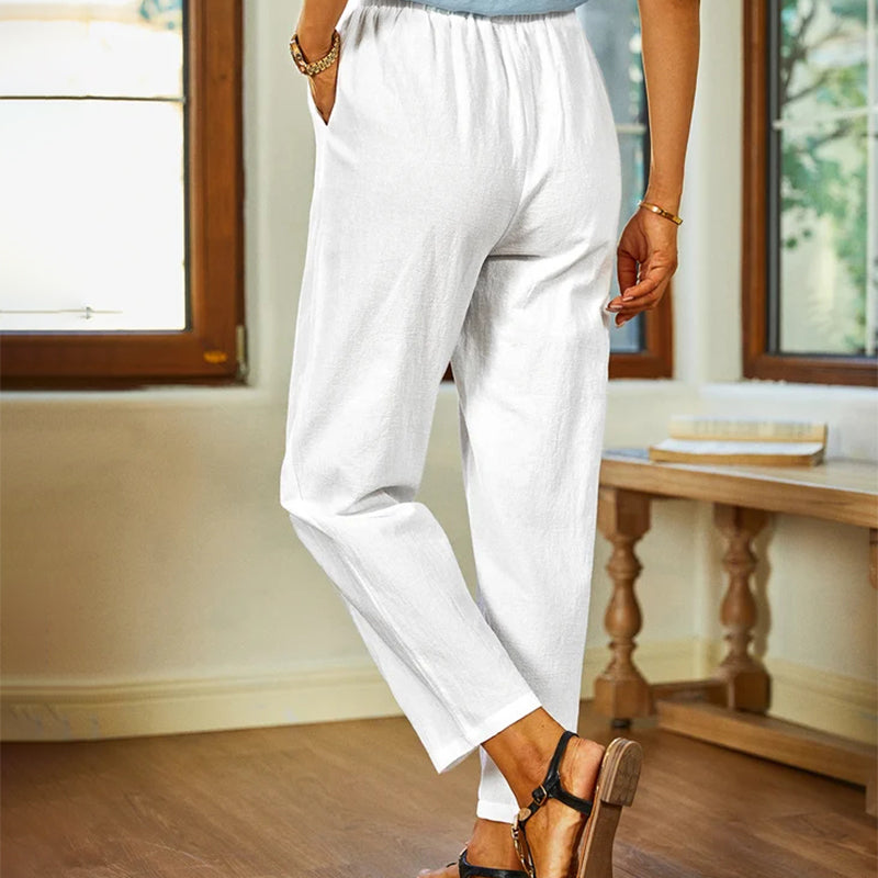 【Cotone e Lino】Pantaloni Casual Piani