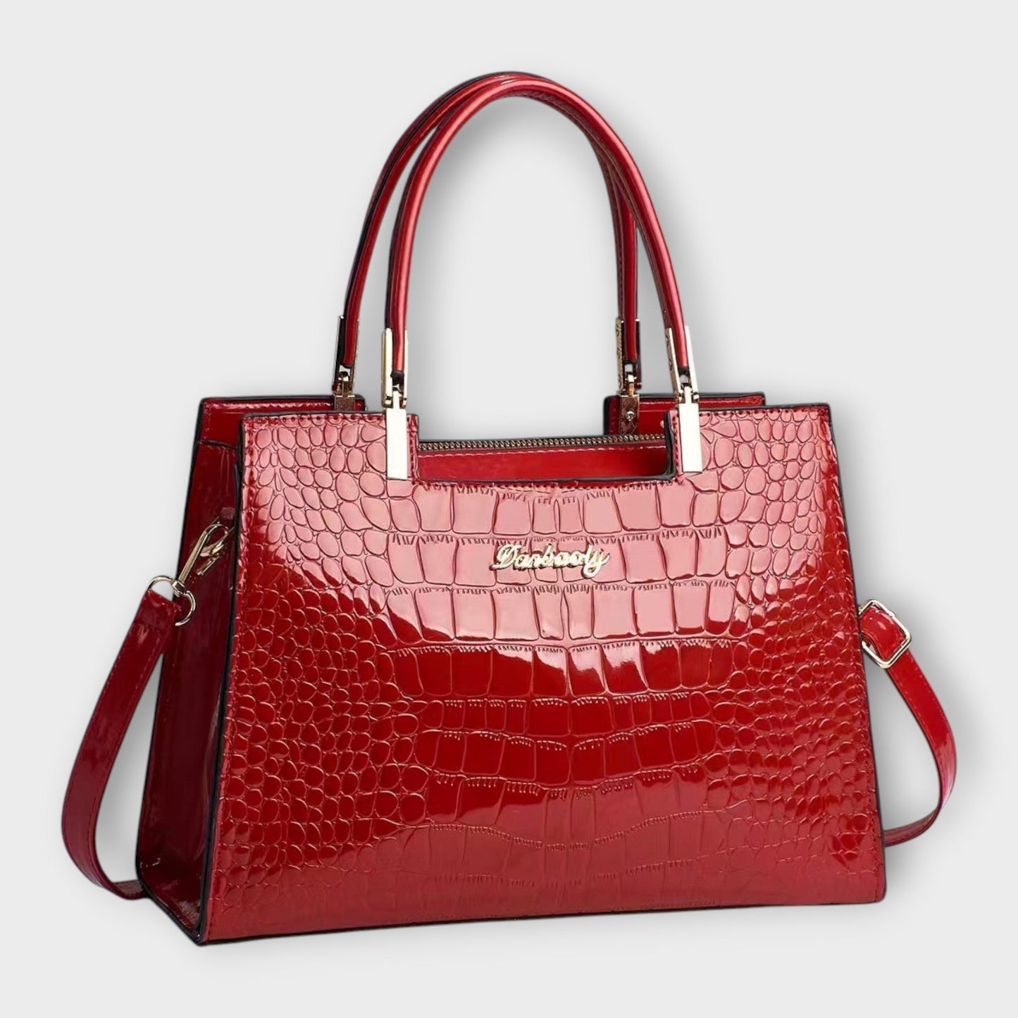 Aurellia - Borsa in PU Lucido con Motivo Coccodrillo, Design Elegante e Spazioso per Ogni Occasione