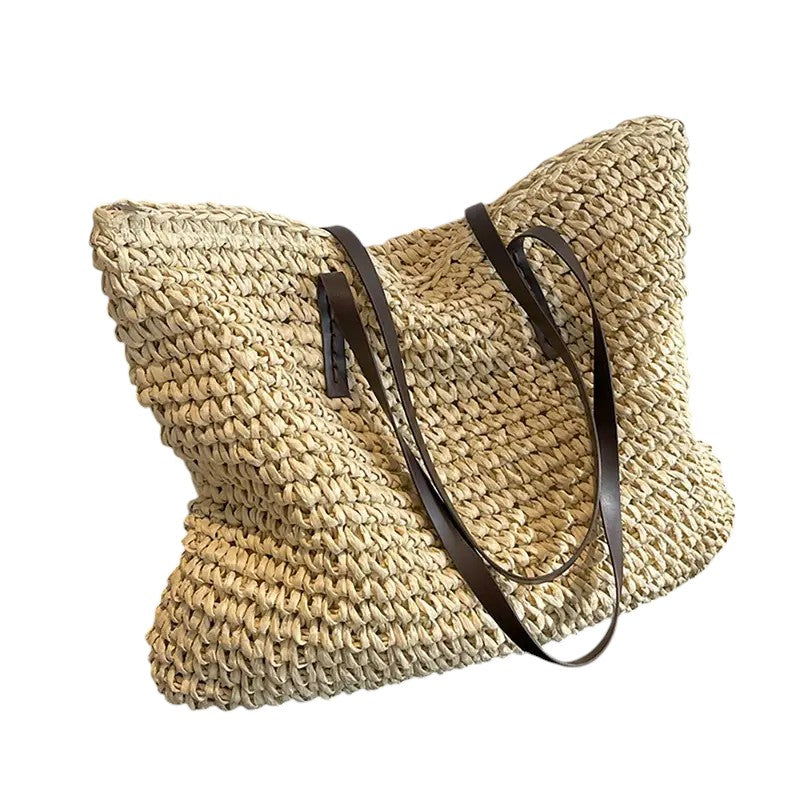 Borsa a Tracolla Woven Aurellia in Paglia con Cinghie Resistenti per Uso Quotidiano