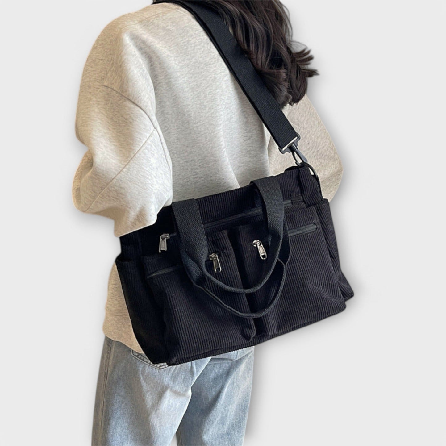Borsa Aurellia - Materiale in corda leggero e resistente all'acqua, spaziosa con scomparto con zip, ideale per lavoro o viaggio