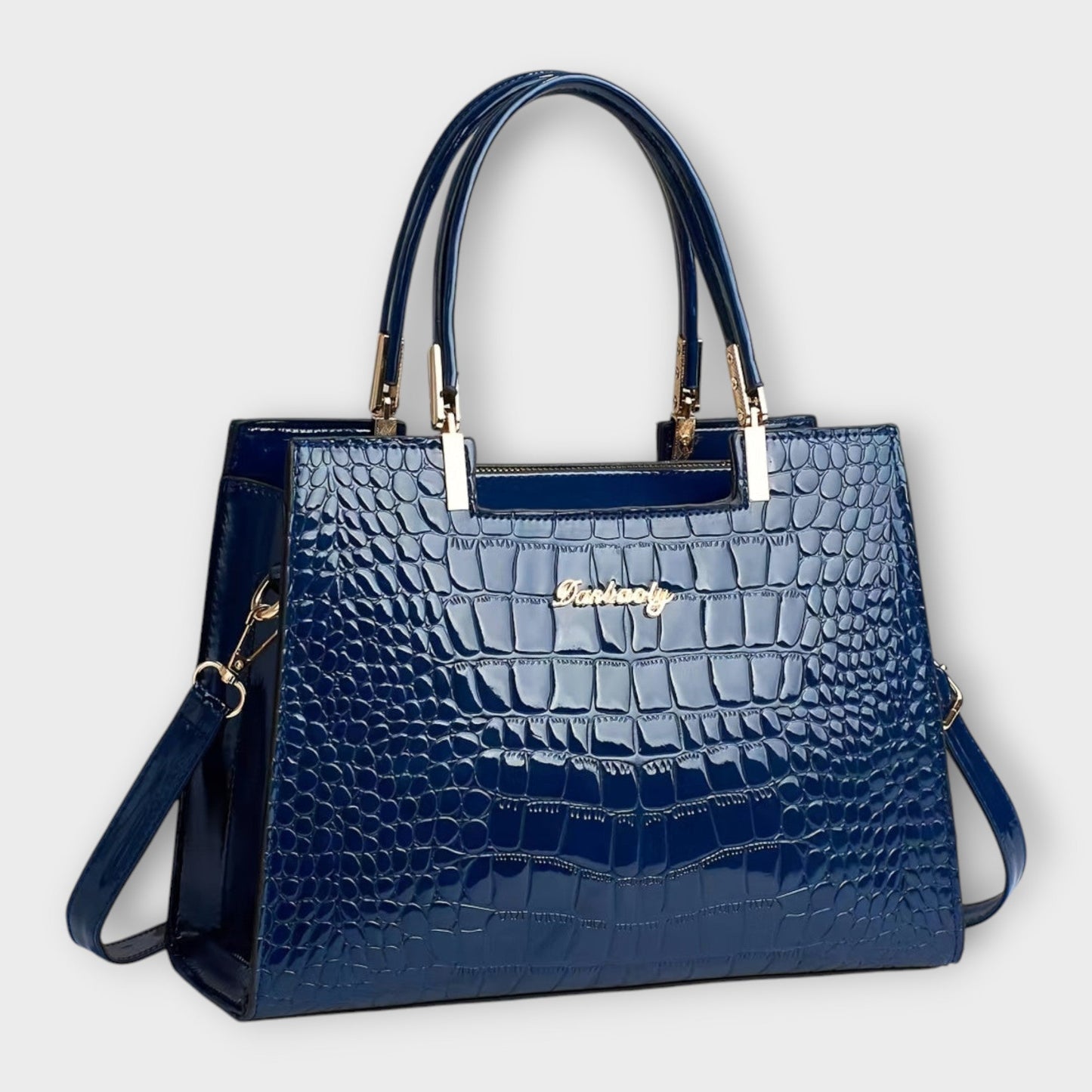 Aurellia - Borsa in PU Lucido con Motivo Coccodrillo, Design Elegante e Spazioso per Ogni Occasione