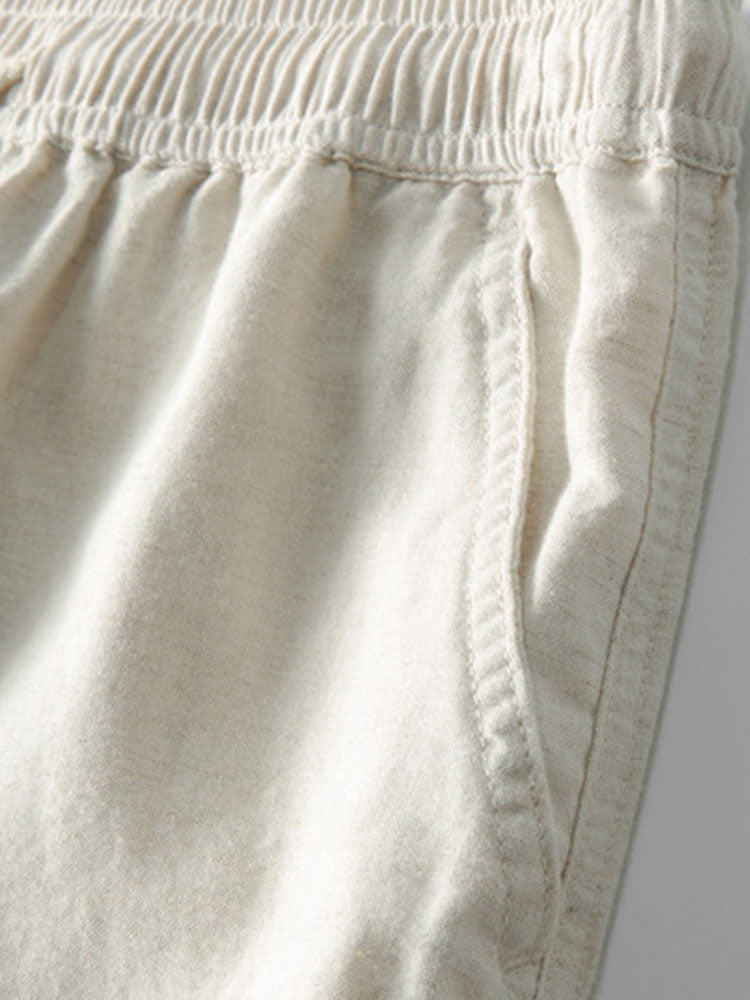 Camicia Jacquard Geometrica Cubana & Pantaloni in Lino a Gamba Dritta