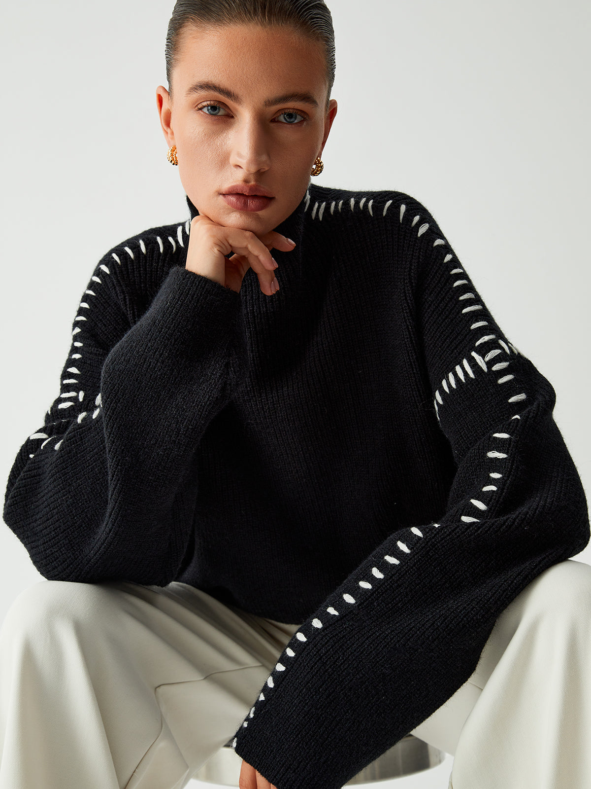 Maglione Oversized con Collo Alto Milena