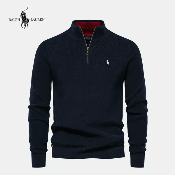 Rl - Maglione a Maglia con Mezza Zip