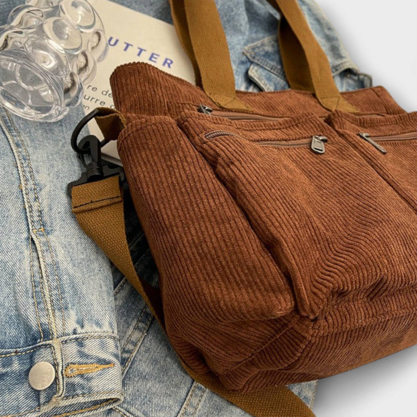 Borsa Aurellia - Materiale in corda leggero e resistente all'acqua, spaziosa con scomparto con zip, ideale per lavoro o viaggio