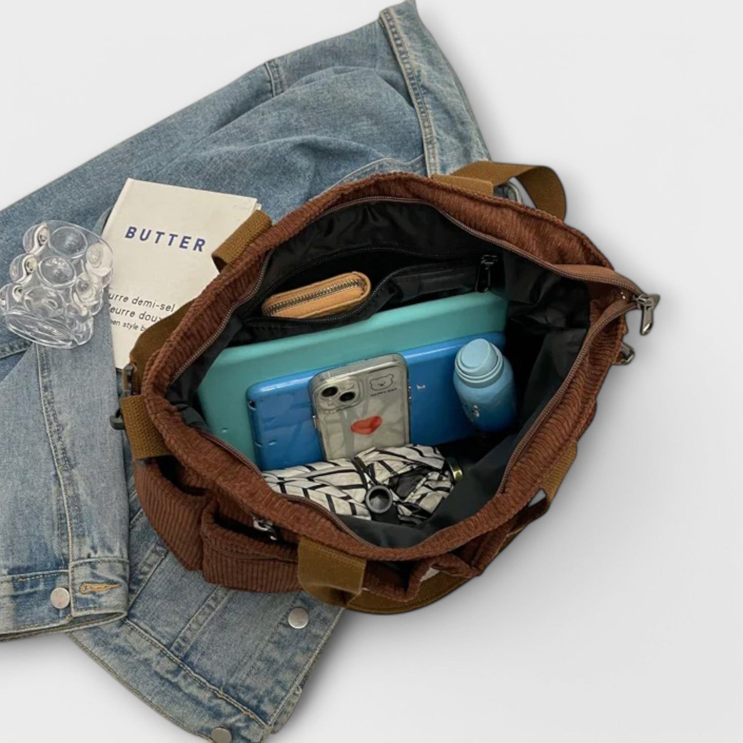 Borsa Aurellia - Materiale in corda leggero e resistente all'acqua, spaziosa con scomparto con zip, ideale per lavoro o viaggio