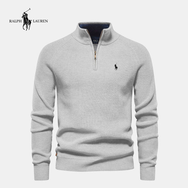 Rl - Maglione a Maglia con Mezza Zip