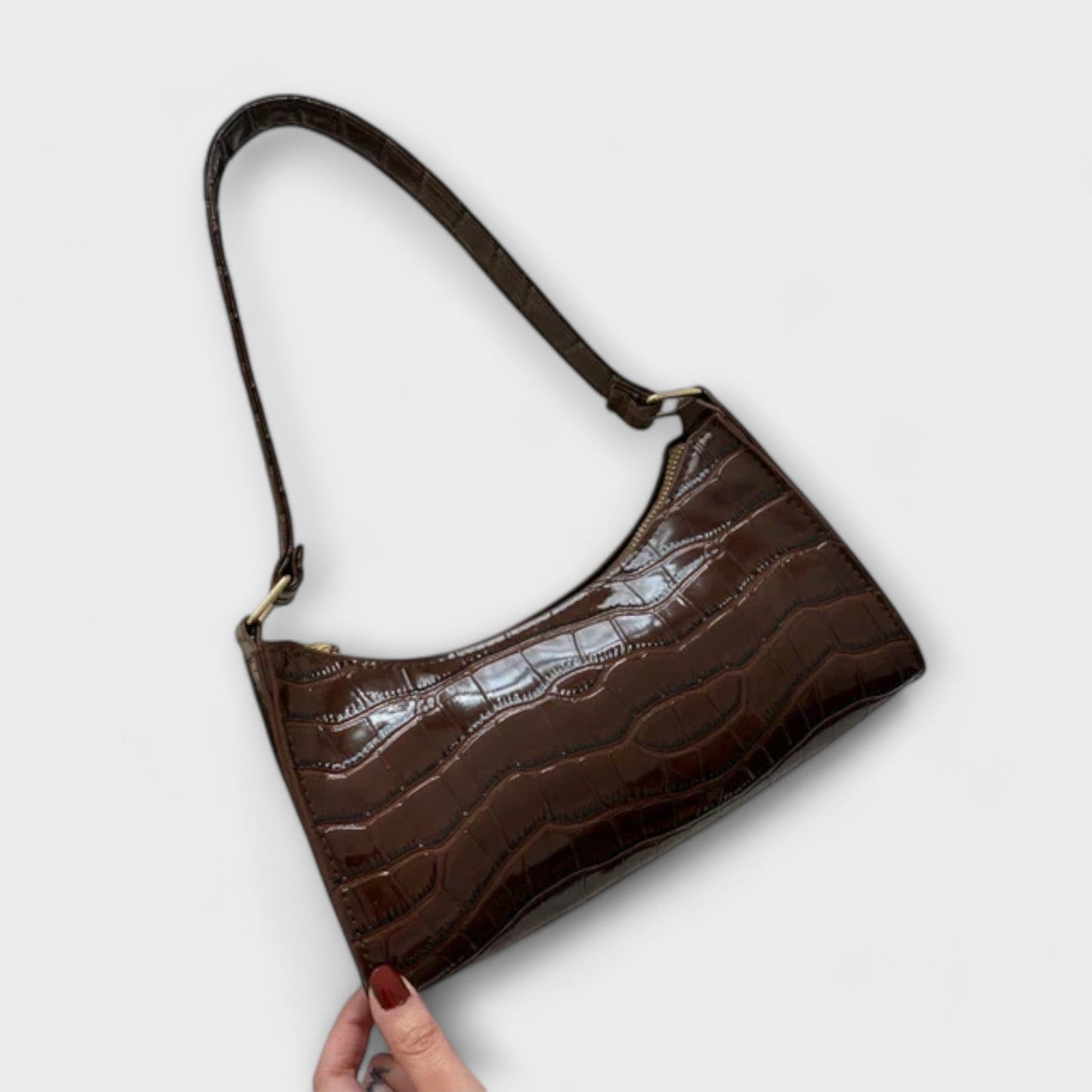 Aurellia. - Borsa in Pelle Lucida Spaziosa ed Elegante per Uso Quotidiano