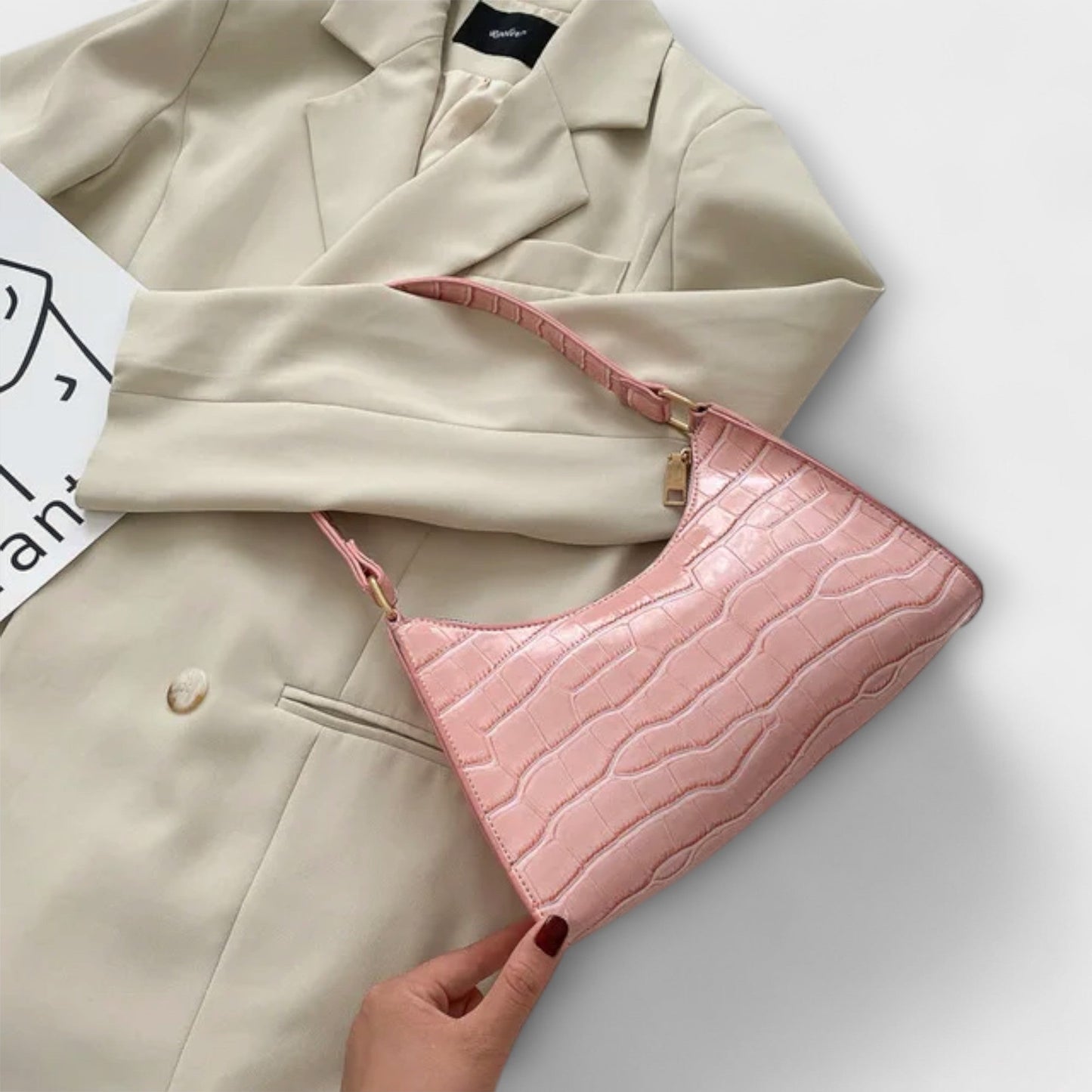 Aurellia. - Borsa in Pelle Lucida Spaziosa ed Elegante per Uso Quotidiano