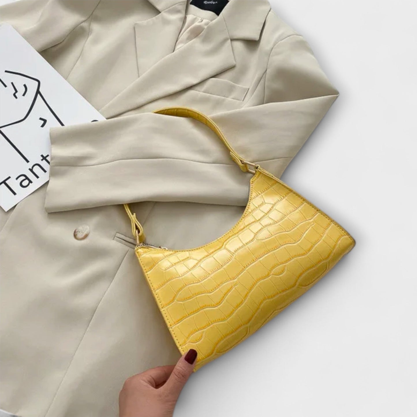 Aurellia. - Borsa in Pelle Lucida Spaziosa ed Elegante per Uso Quotidiano
