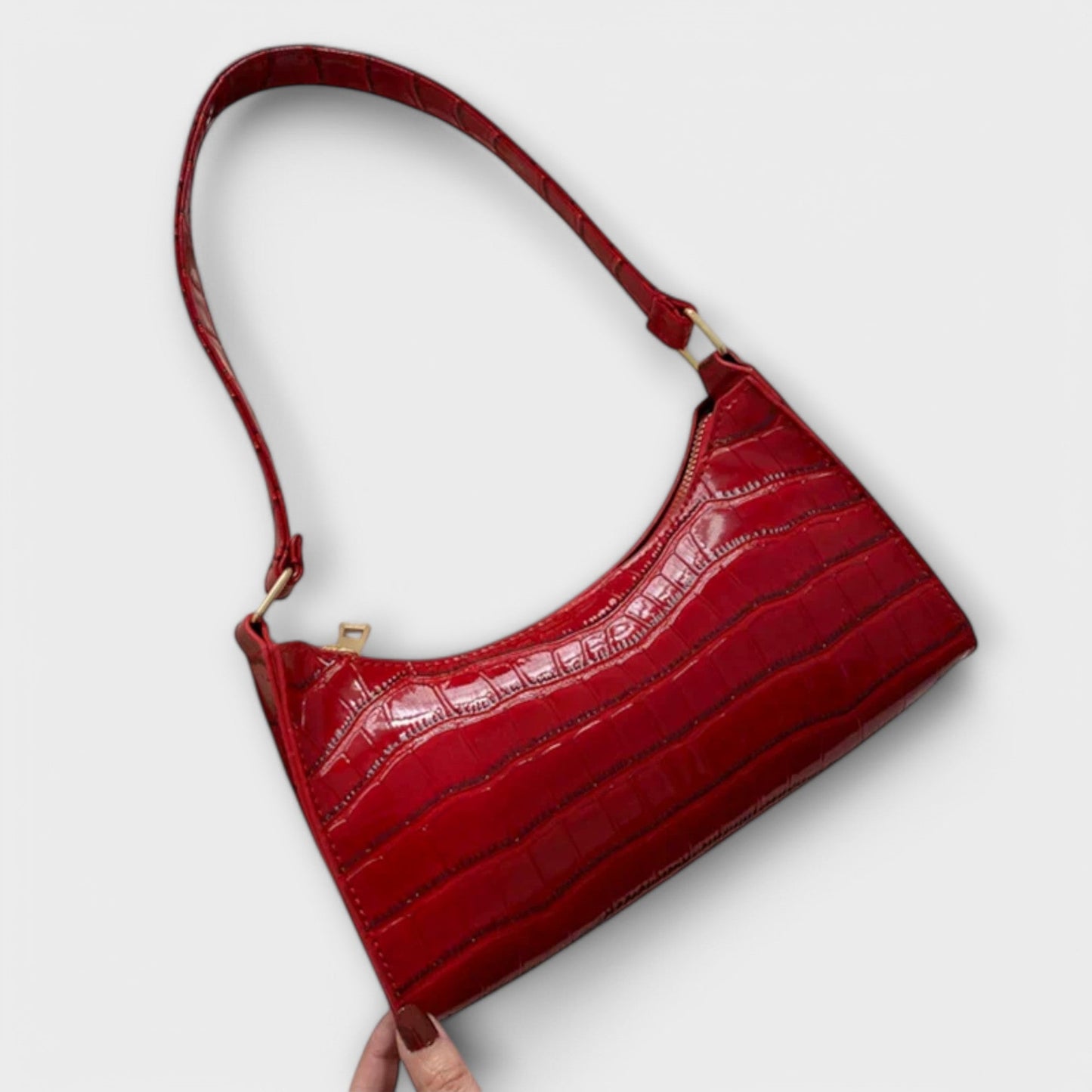 Aurellia. - Borsa in Pelle Lucida Spaziosa ed Elegante per Uso Quotidiano