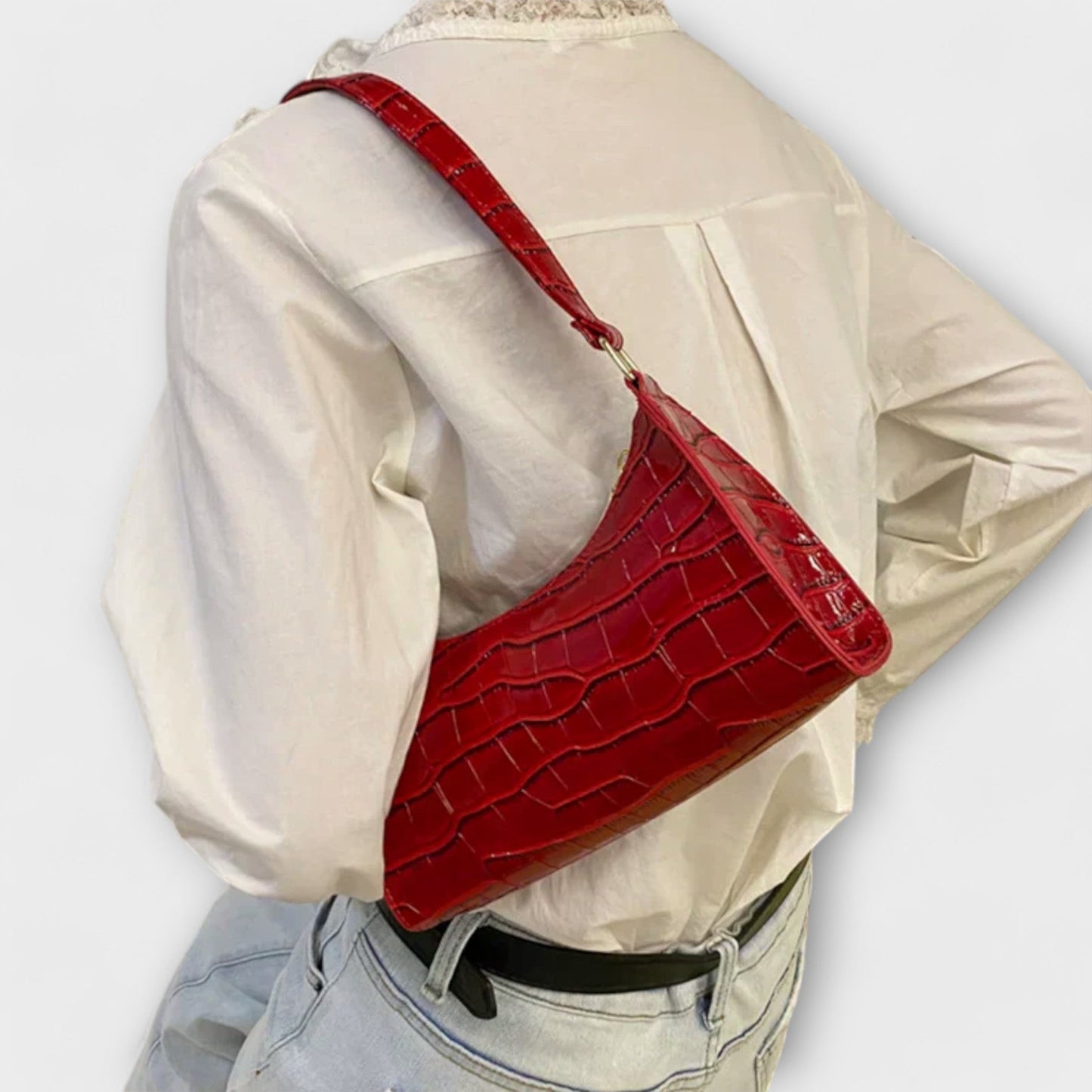 Aurellia. - Borsa in Pelle Lucida Spaziosa ed Elegante per Uso Quotidiano