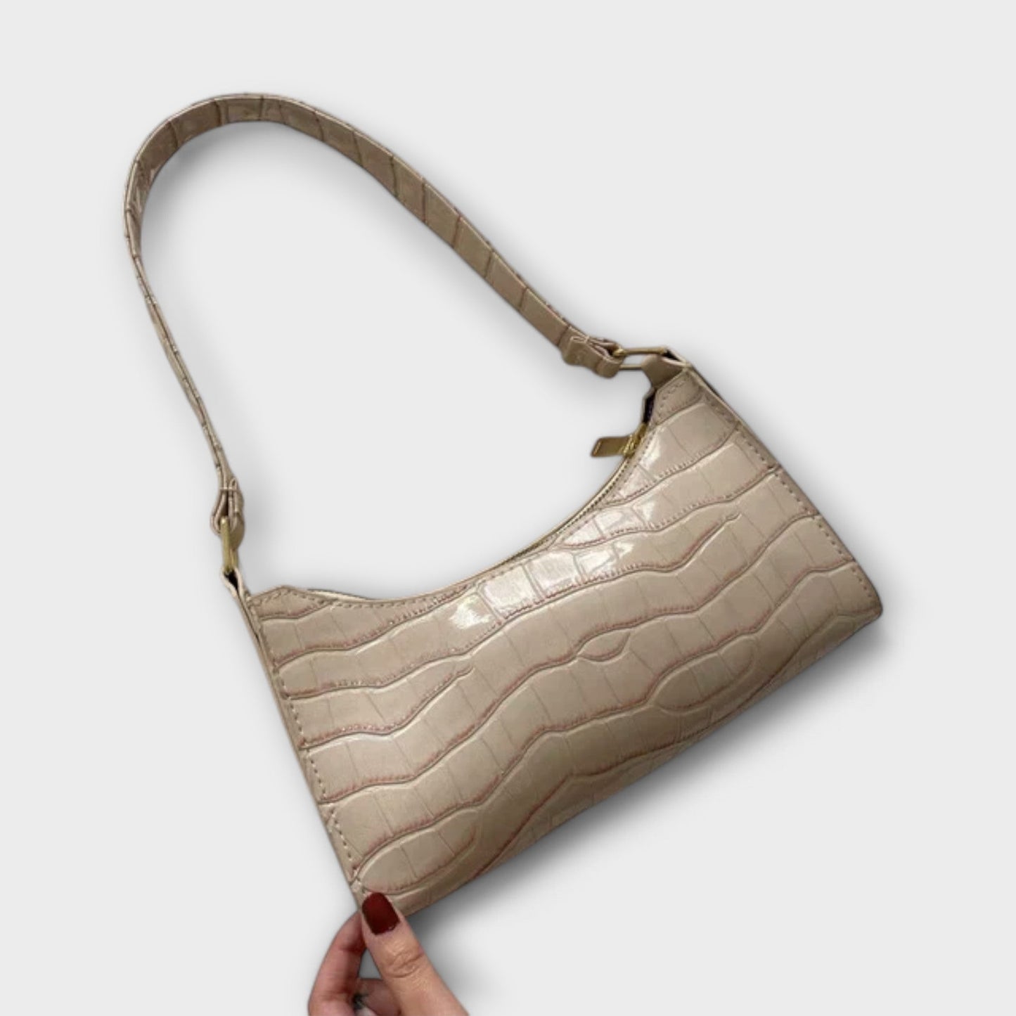 Aurellia. - Borsa in Pelle Lucida Spaziosa ed Elegante per Uso Quotidiano