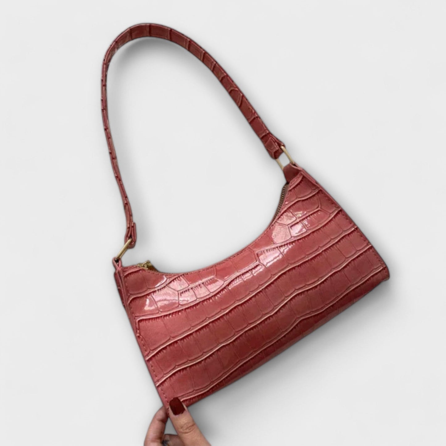 Aurellia. - Borsa in Pelle Lucida Spaziosa ed Elegante per Uso Quotidiano