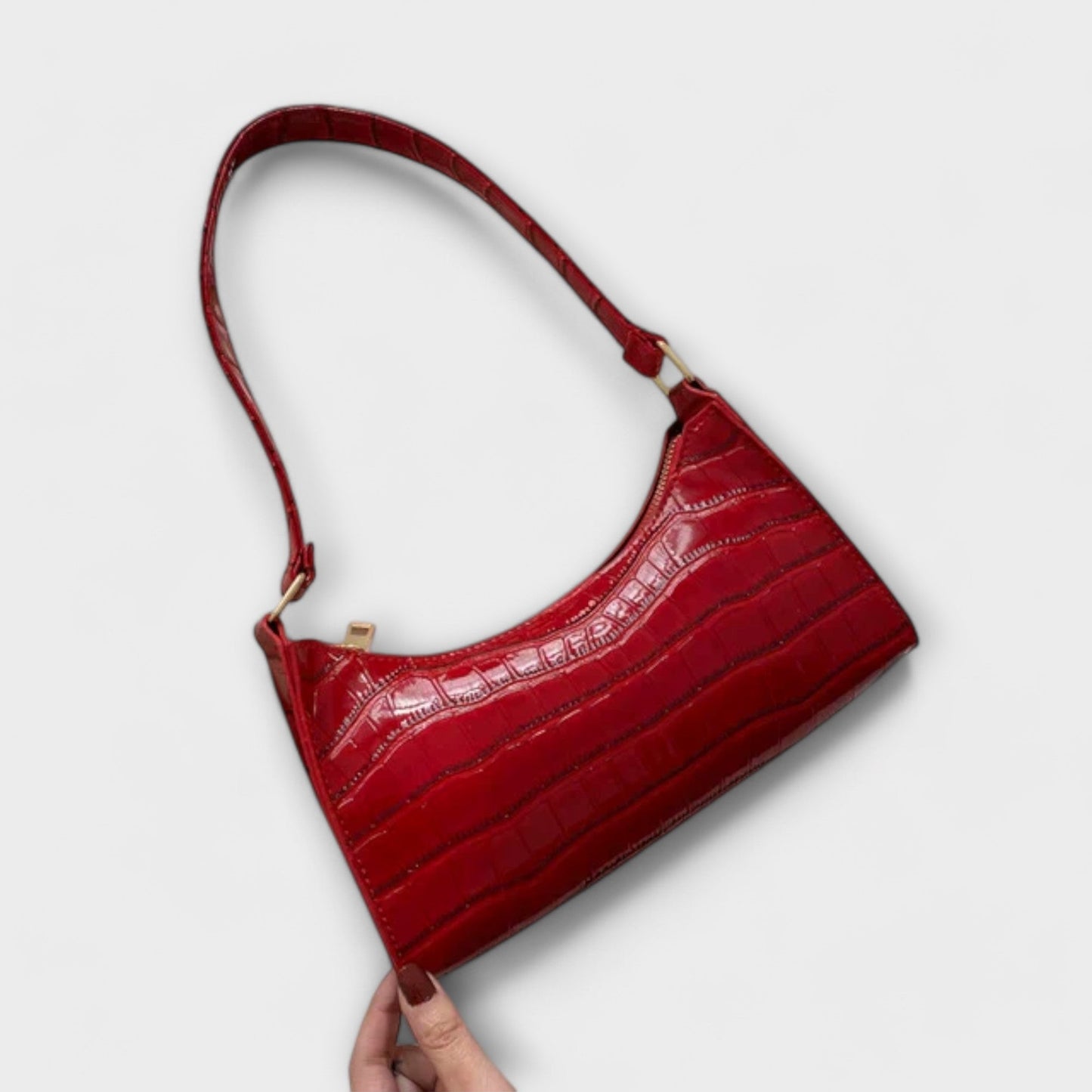 Aurellia. - Borsa in Pelle Lucida Spaziosa ed Elegante per Uso Quotidiano