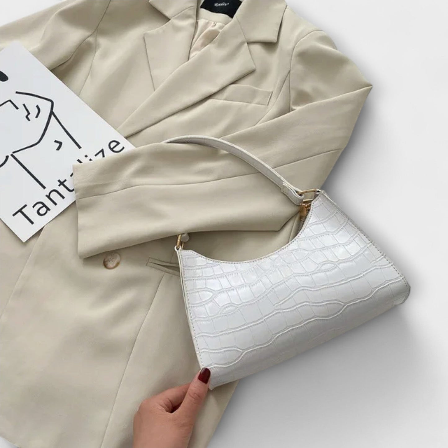 Aurellia. - Borsa in Pelle Lucida Spaziosa ed Elegante per Uso Quotidiano