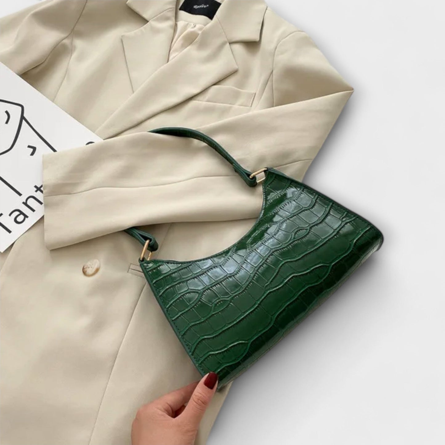 Aurellia. - Borsa in Pelle Lucida Spaziosa ed Elegante per Uso Quotidiano