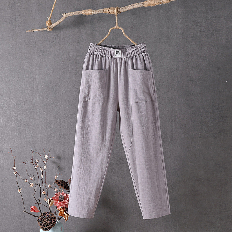 【Cotone e Lino】Pantaloni Casual Semplici