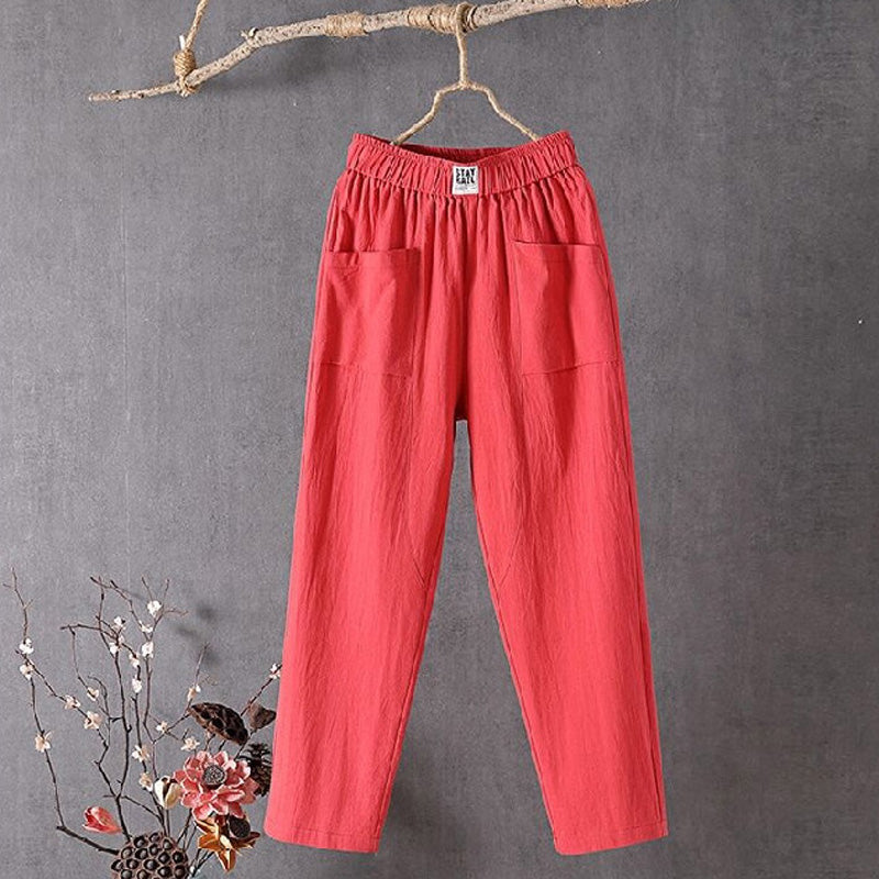 【Cotone e Lino】Pantaloni Casual Semplici