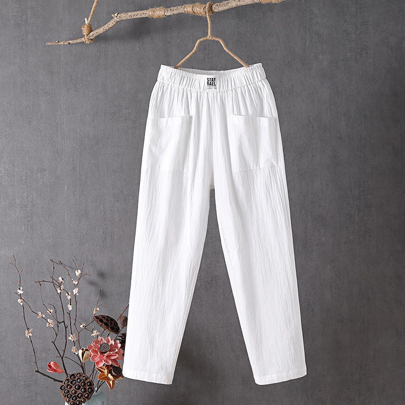 【Cotone e Lino】Pantaloni Casual Semplici