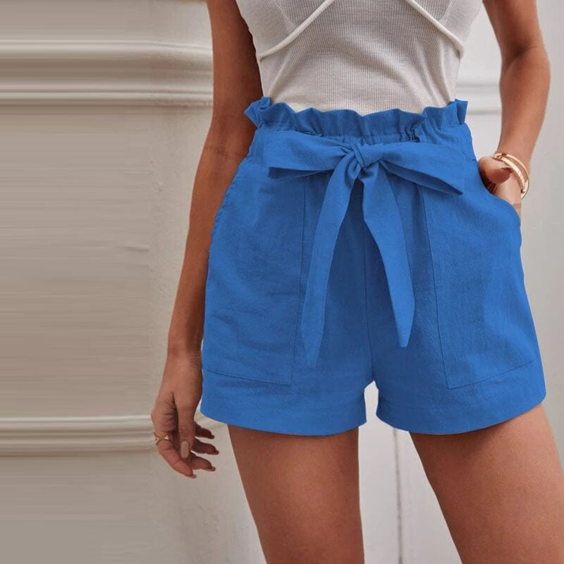 【Cotone e Lino】Pantaloni Corti Monocromatici Casual