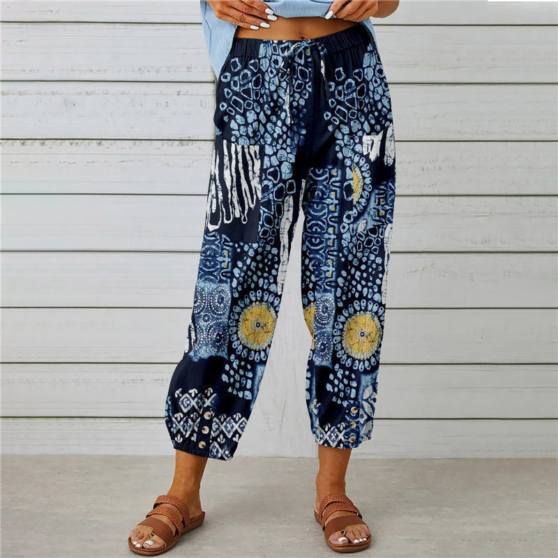 【Cotone e Lino】Pantaloni Stampati Vintage