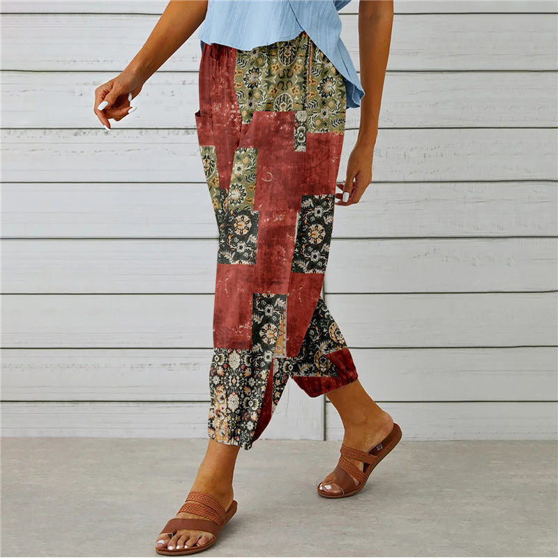 【Cotone e Lino】Pantaloni Stampati Vintage