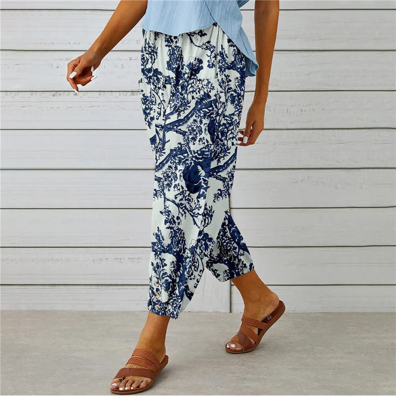 【Cotone e Lino】Pantaloni Stampati Vintage