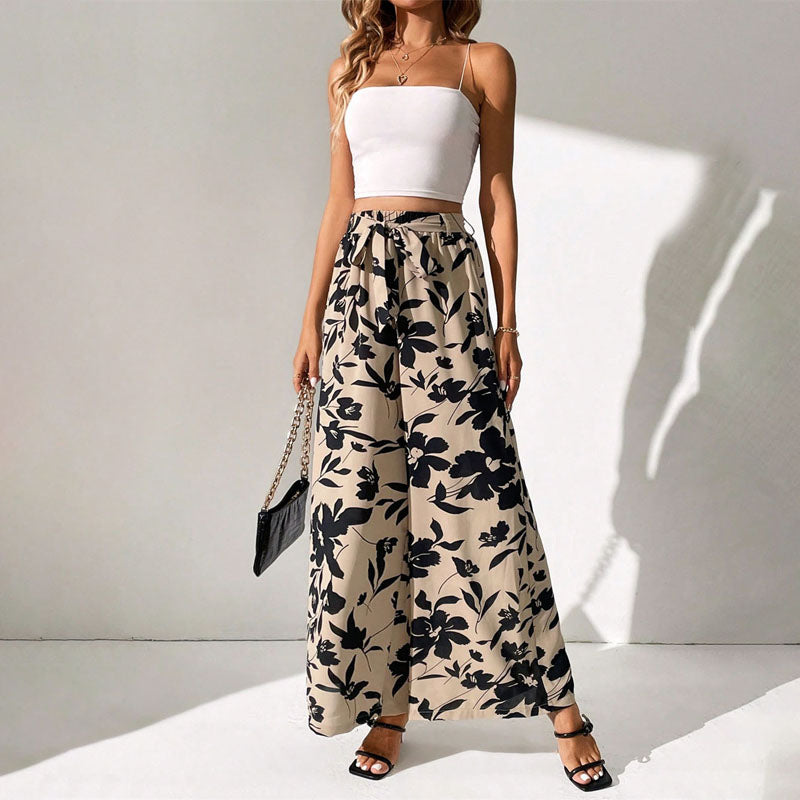 Pantaloni Vintage con Stampa Floreale