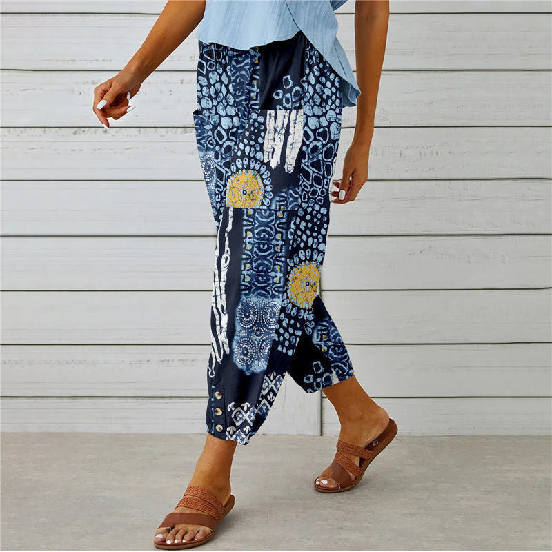 【Cotone e Lino】Pantaloni Stampati Vintage