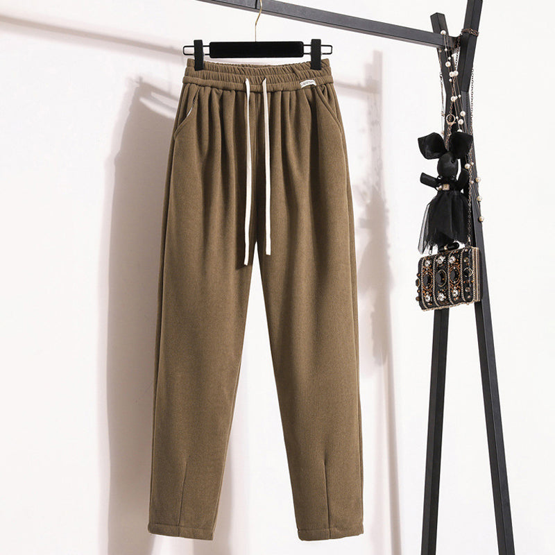 Pantaloni a Colore Unito Caldi