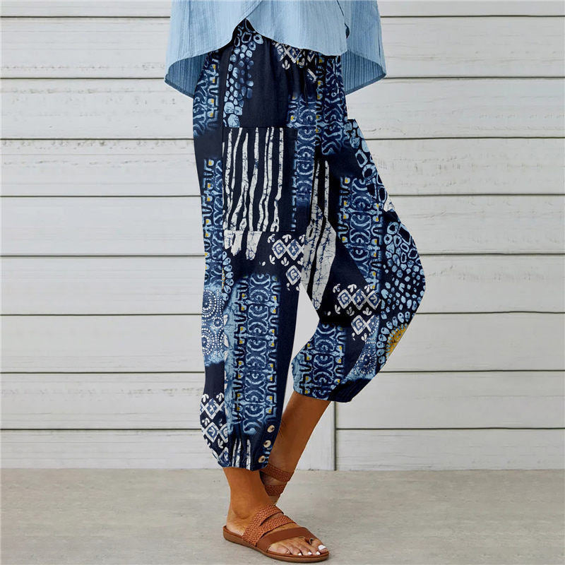 【Cotone e Lino】Pantaloni Stampati Vintage