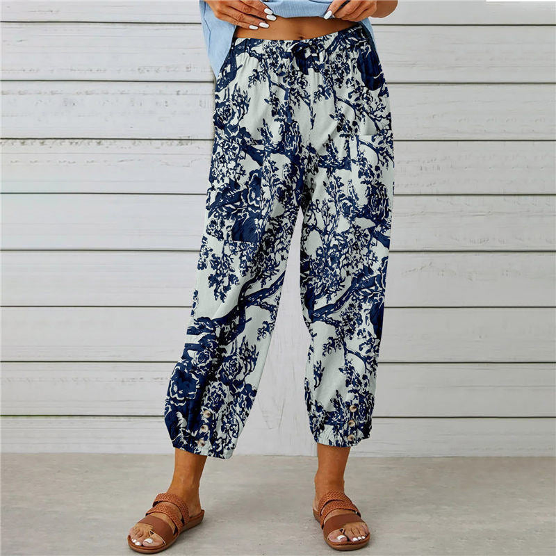【Cotone e Lino】Pantaloni Stampati Vintage