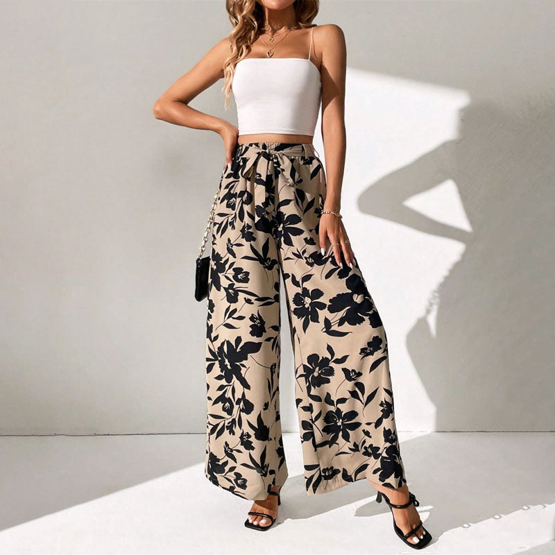 Pantaloni Vintage con Stampa Floreale